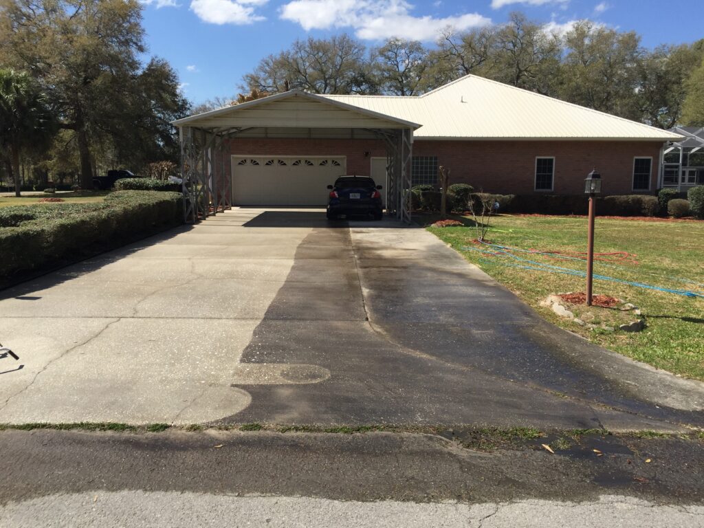 Before and After Driveway Pressure Washing